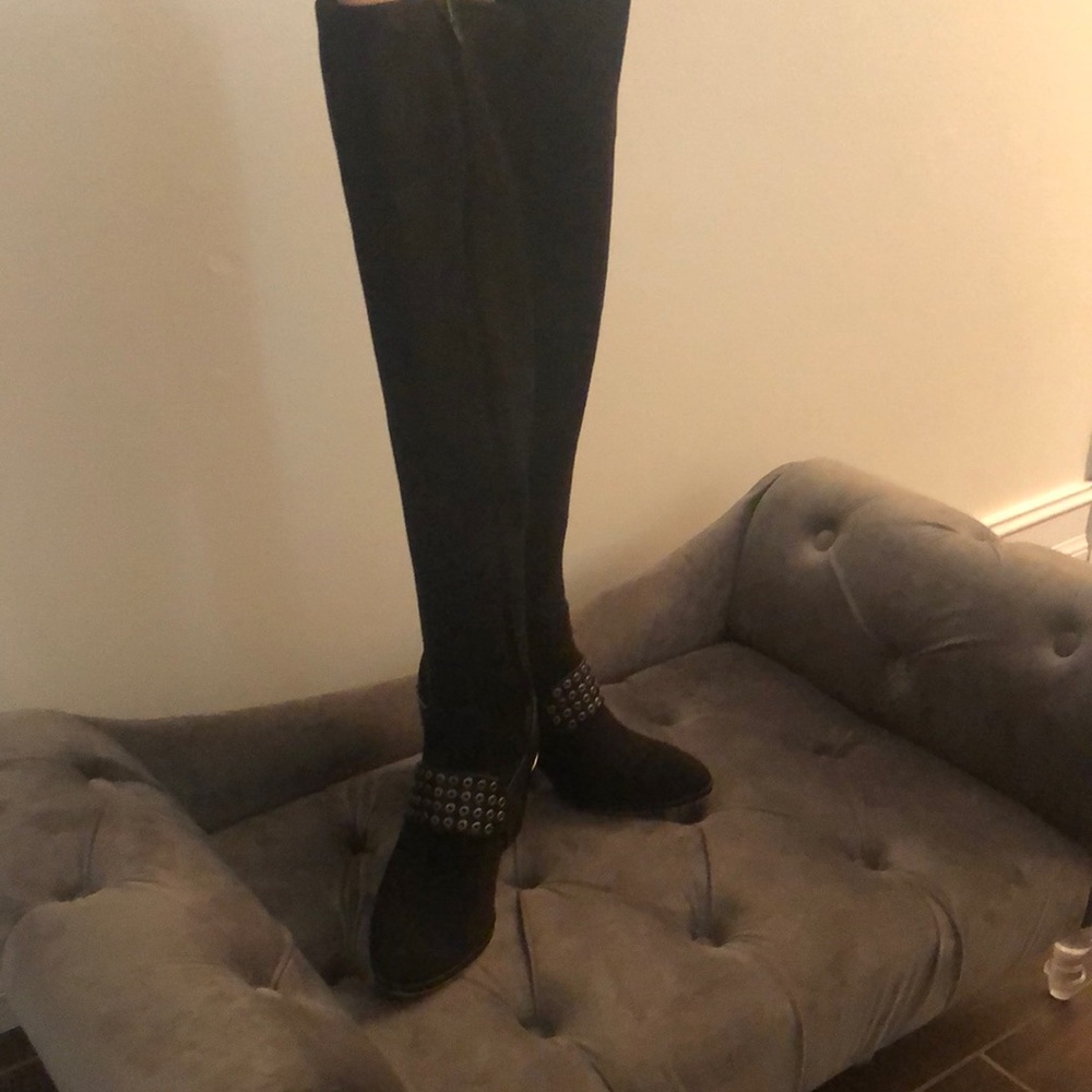 Michael Kors black Brody Suede Boots with box.